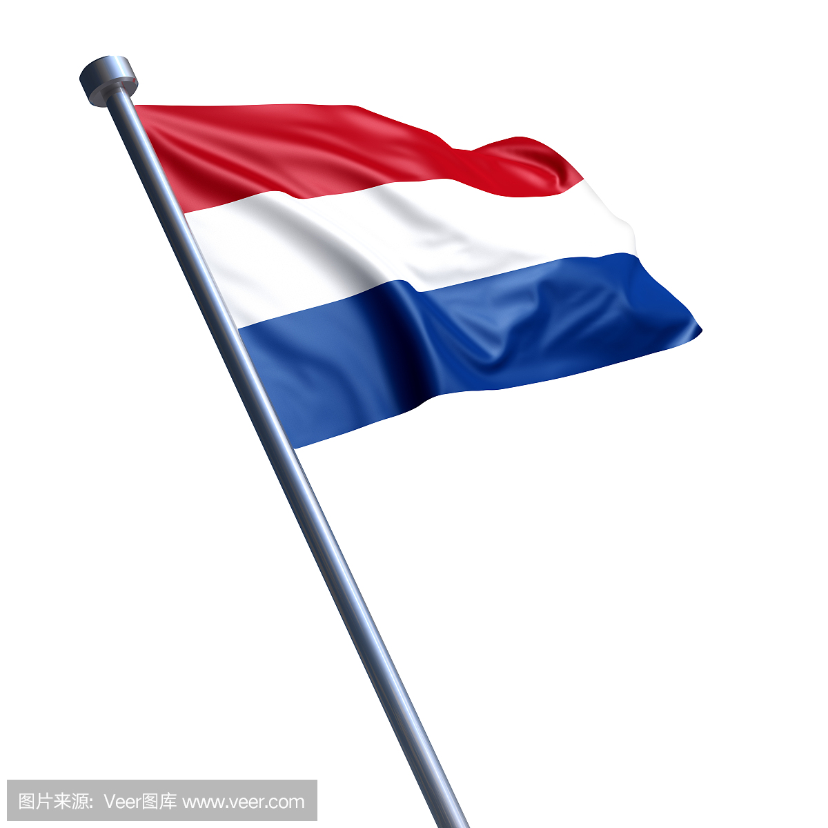 荷兰国旗,孤立在白色
