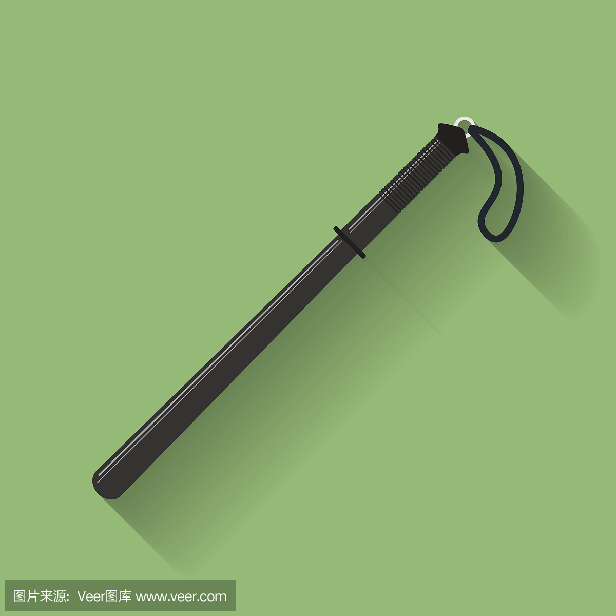警察警棍或警察警棍的图标。平面风格