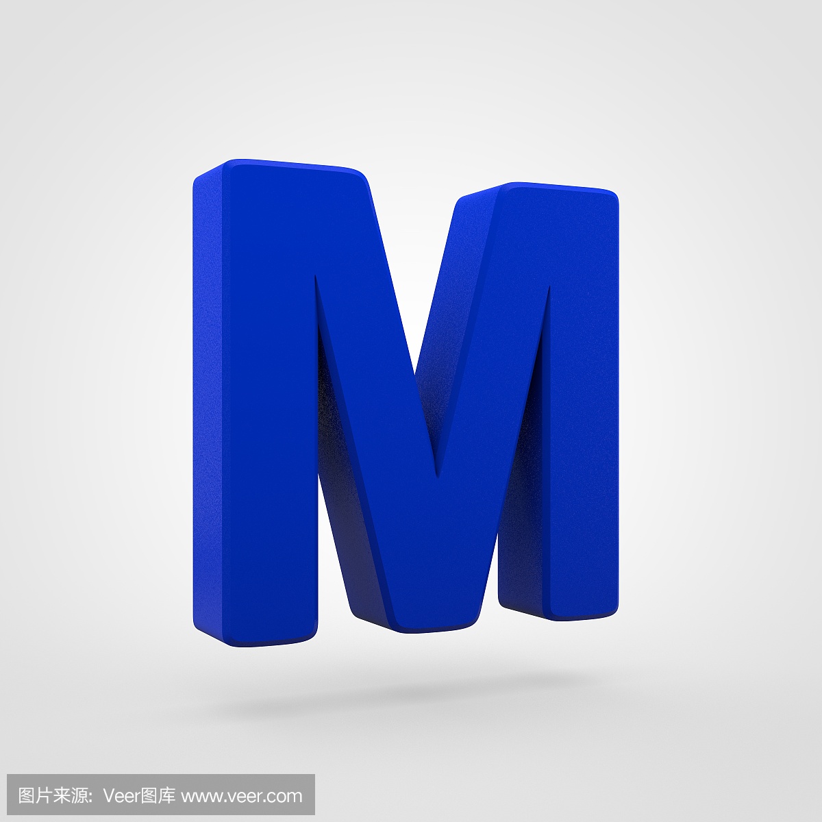 大写图纸字母M背景孤立在蓝色倒角上。机双头塑料白色图片
