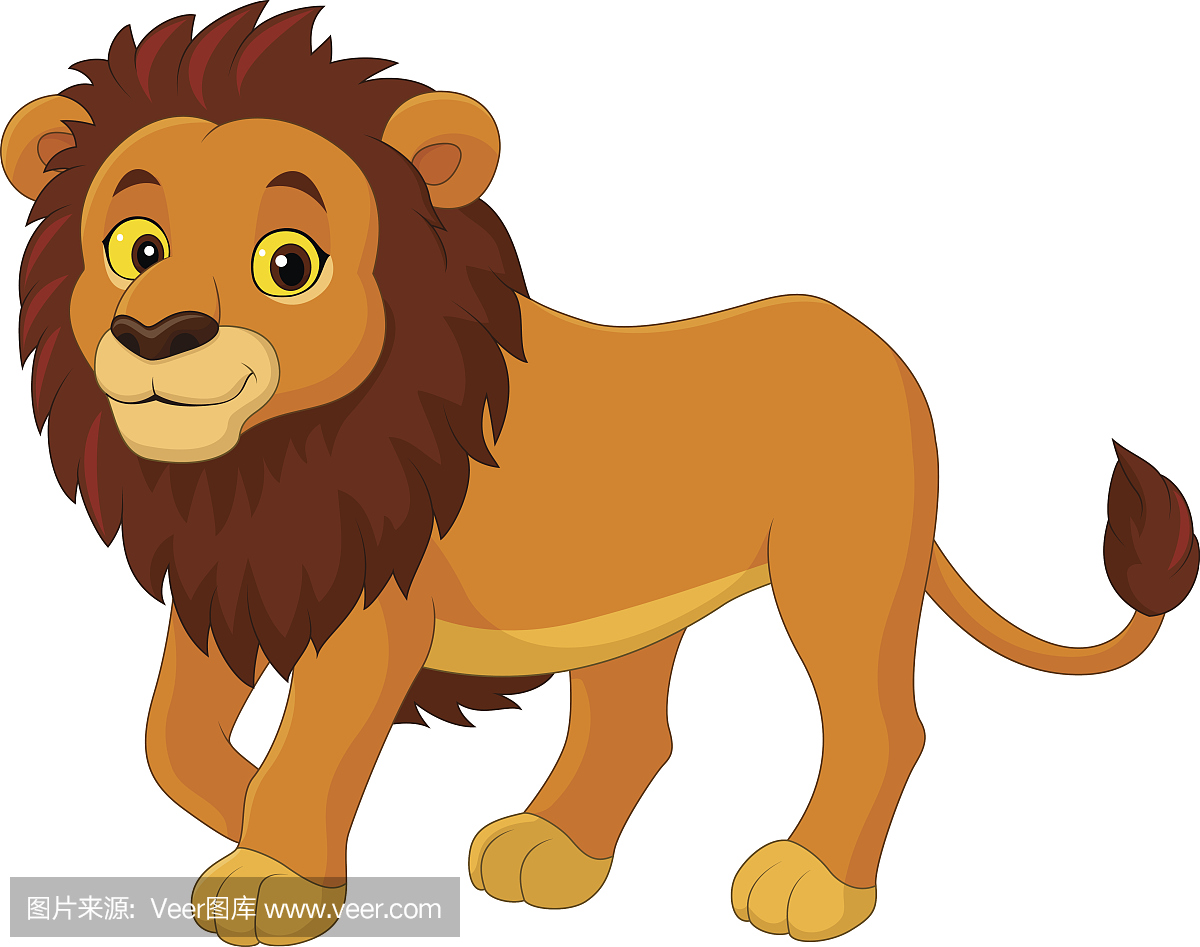 一只棕色的卡通狮子表情可爱透明PNG素材