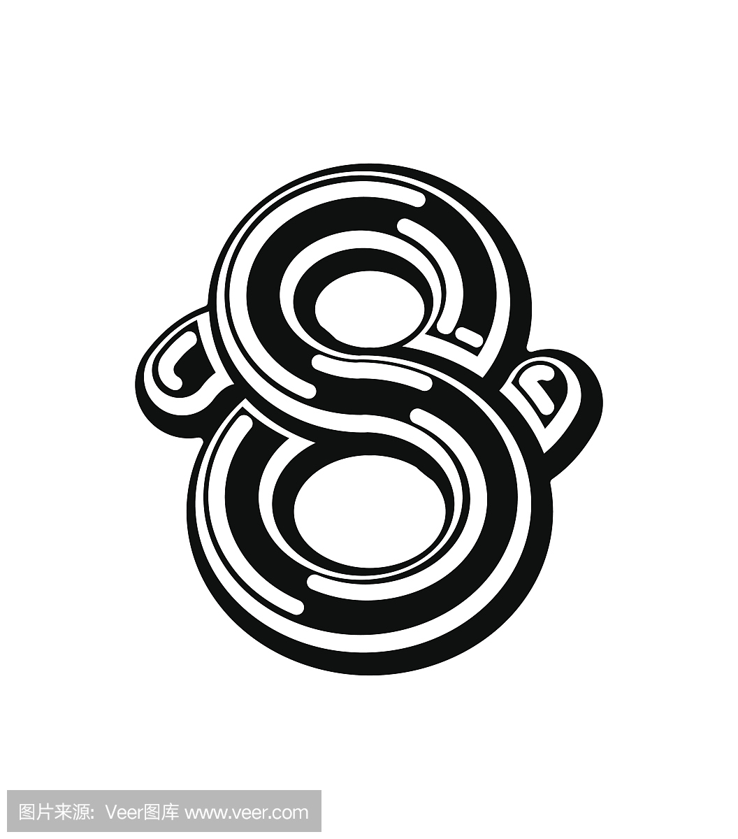 8号凯尔特人字体。中世纪装饰品ABC标志八。