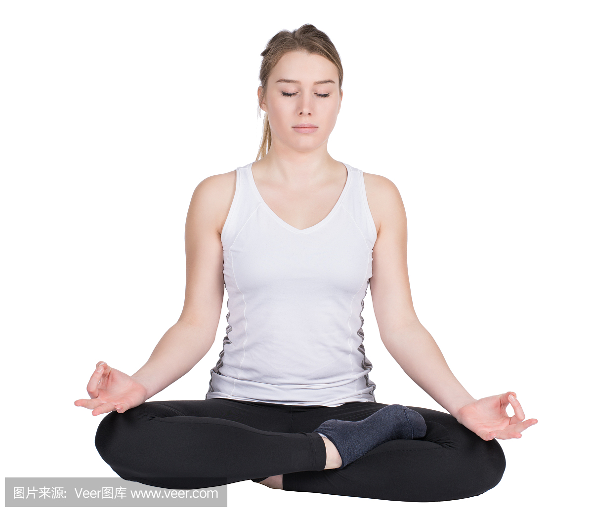 金色头发,美,女人,冥想