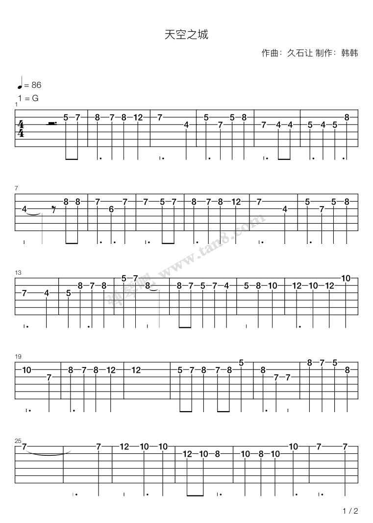 faded电吉他谱单音