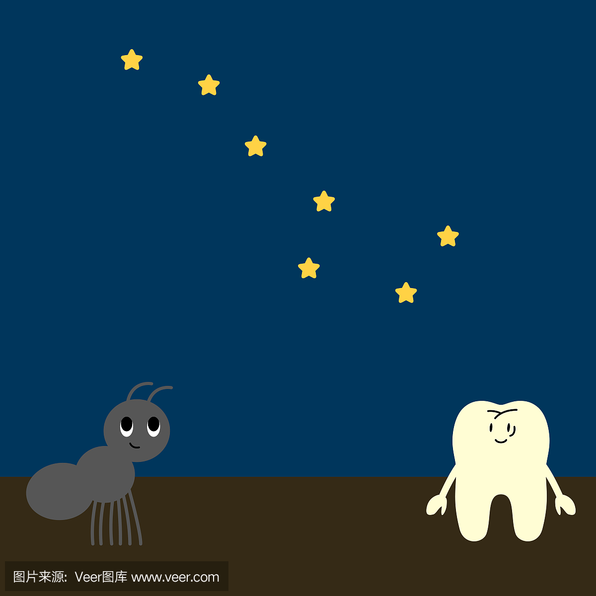 两个观星者(一颗牙齿和一只蚂蚁)看着大熊猫