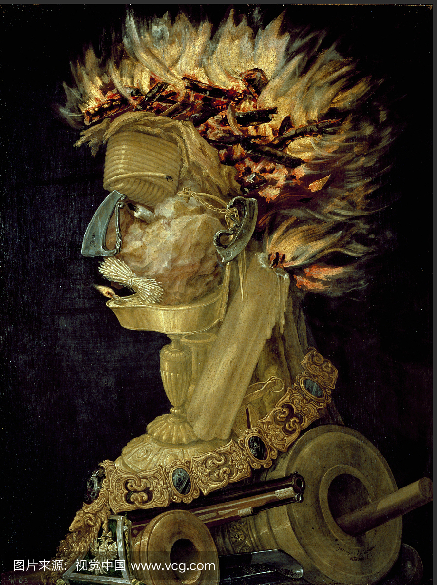 火,由朱塞佩Arcimboldo(1527-1593)。石油,67