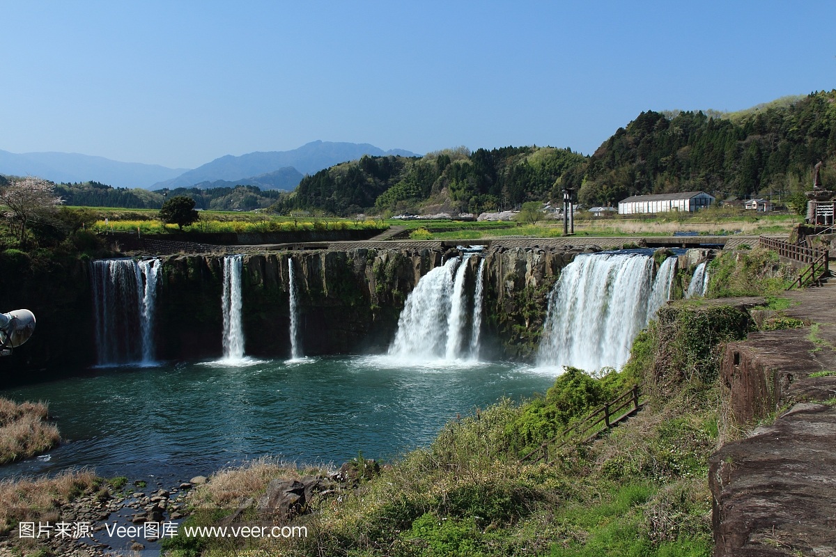 原Waterfall的瀑布在大分,日本