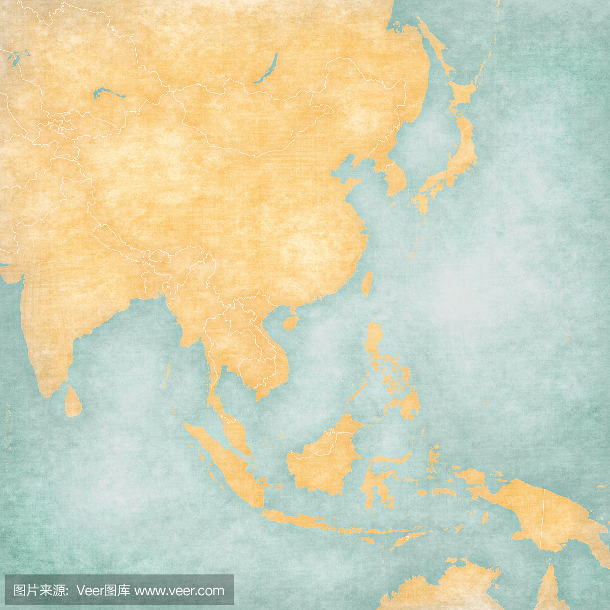 东亚地图 - 空白地图