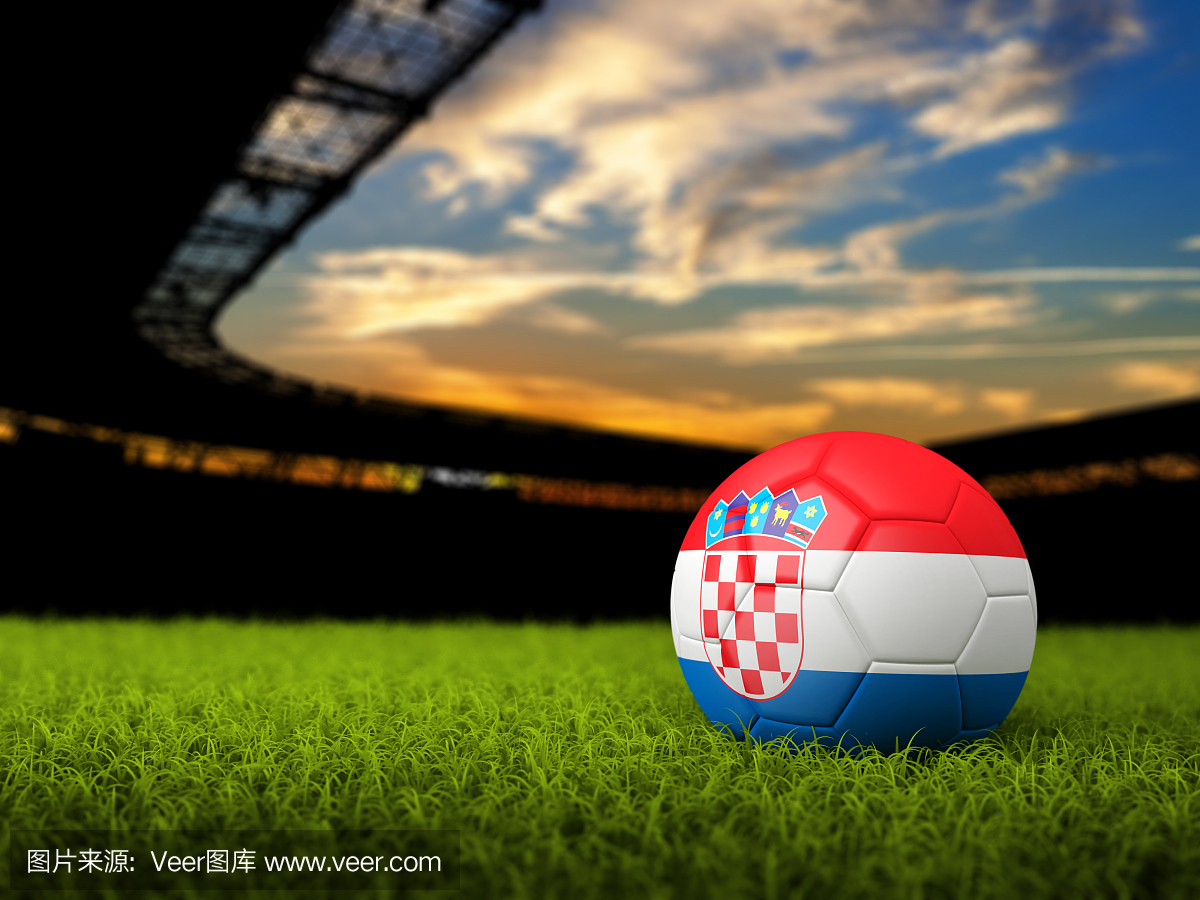 与球和克罗地亚国旗的足球背景