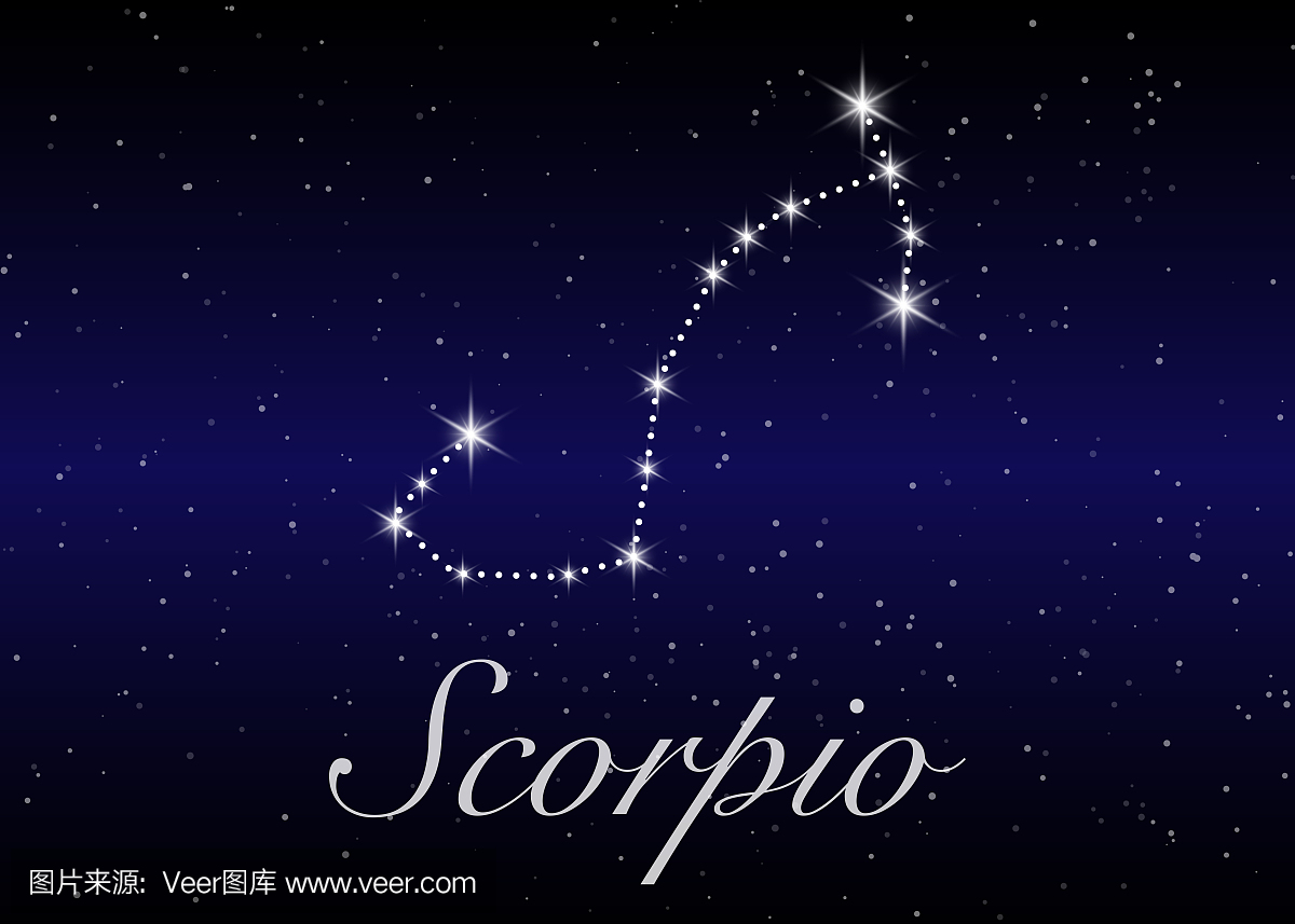 天蝎星座星座与星系和后面的空间签署美丽的星