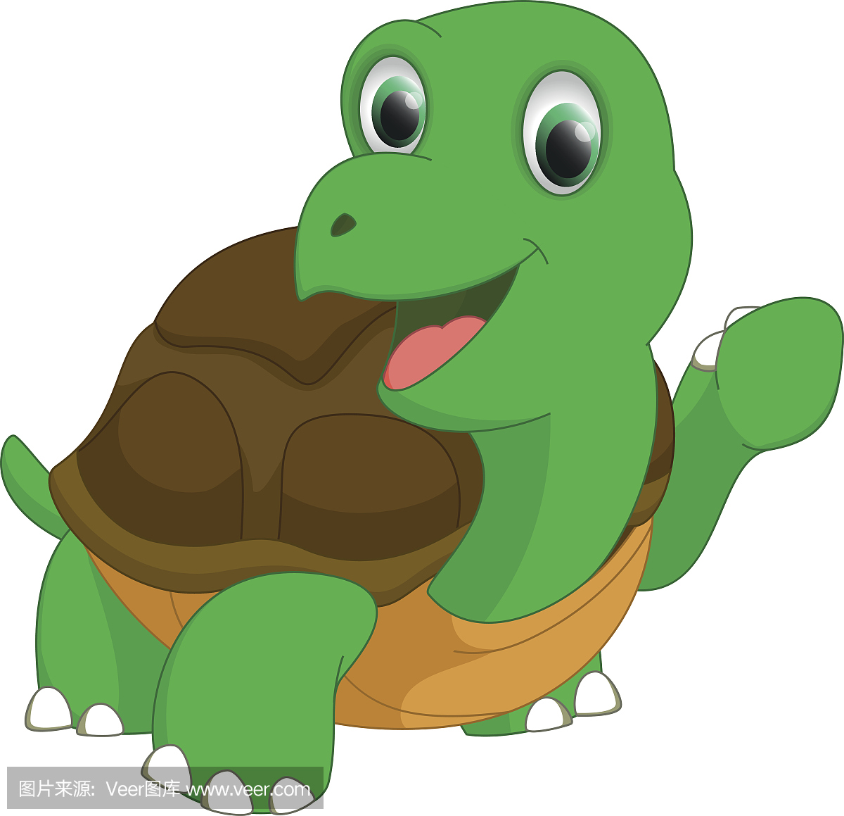 一只可爱的卡通乌龟在爬行插画图片素材_ID:387536115-Veer图库