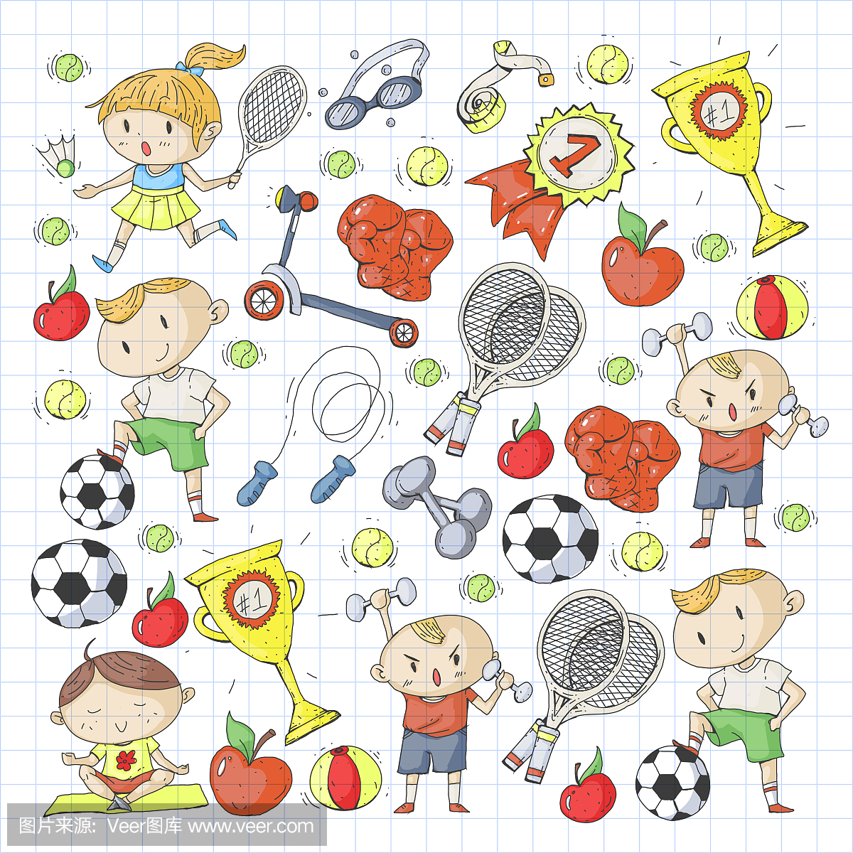 儿童运动。孩子们画画。幼儿园,学校,学院,幼儿