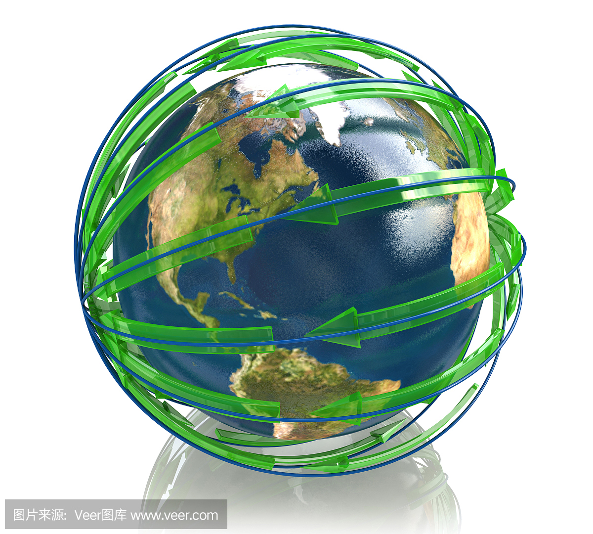全球地球与箭头路径 - 全球商业理念中的信息与