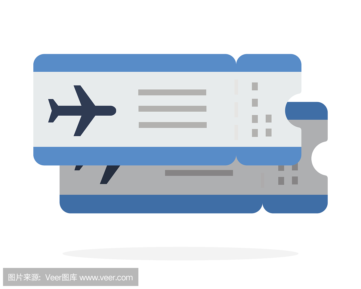 机票,航空矢量平面材料设计孤立的对象在白色