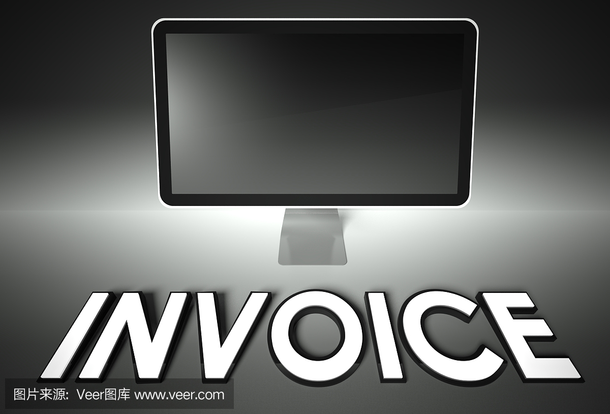 计算机空白屏幕与单词发票