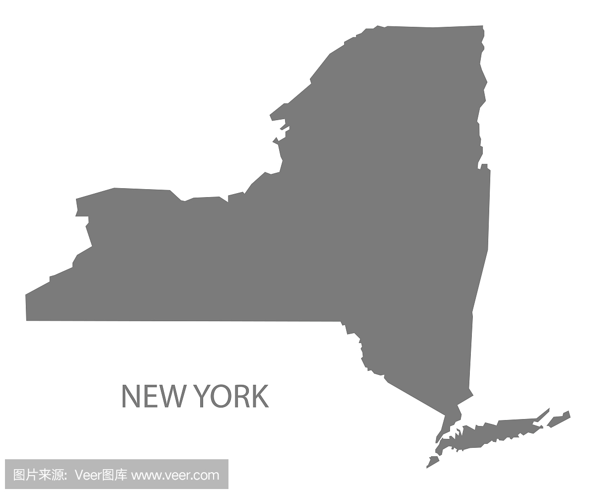 纽约美国地图灰色