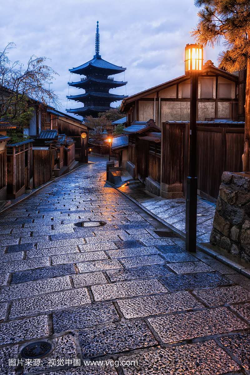 八坂神社塔暮色的天空,京都日本