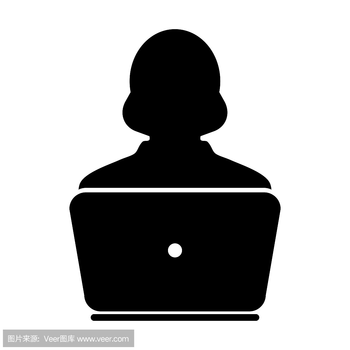 用户图标矢量与便携式计算机女性人物配置文件