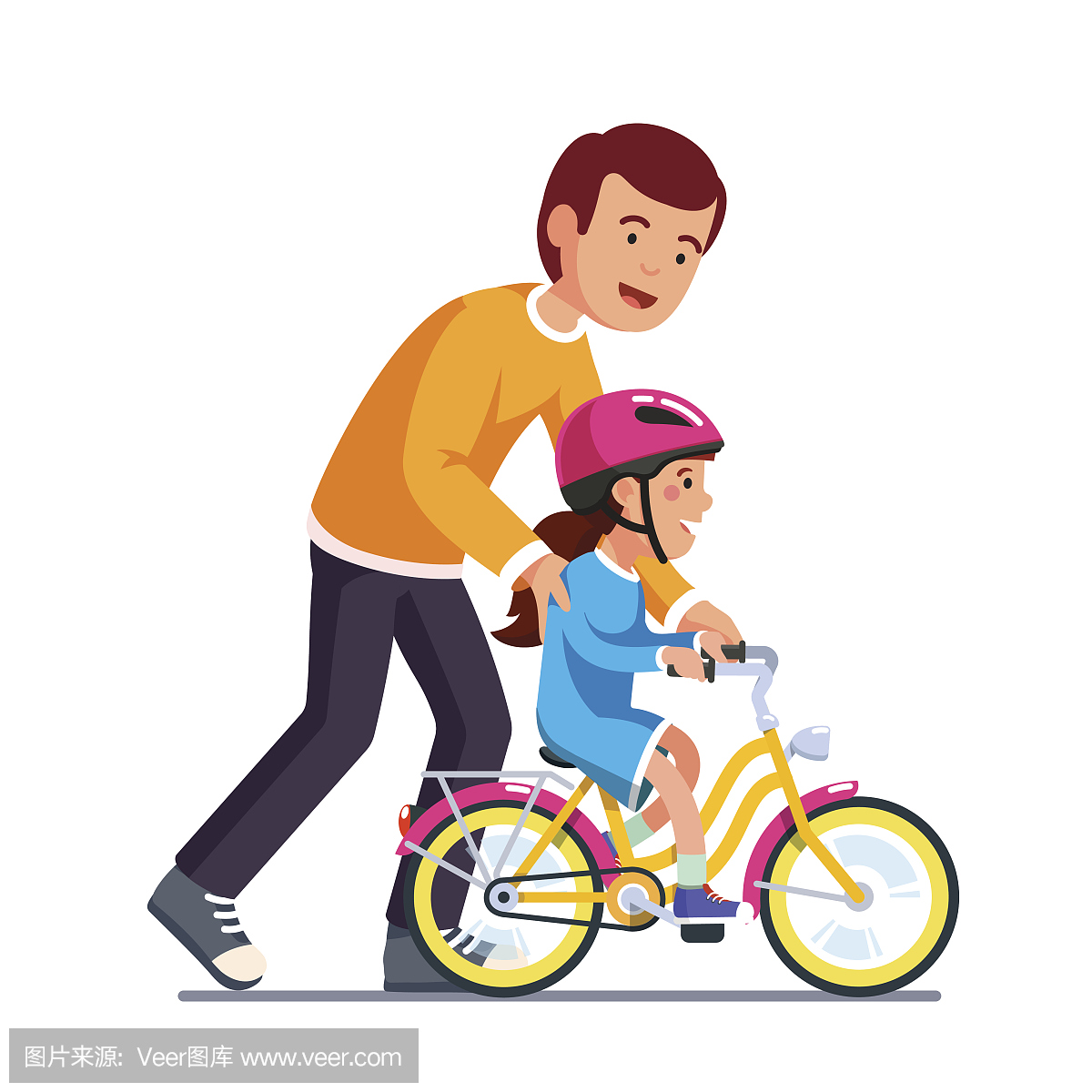 爱心爸爸教女儿骑自行车