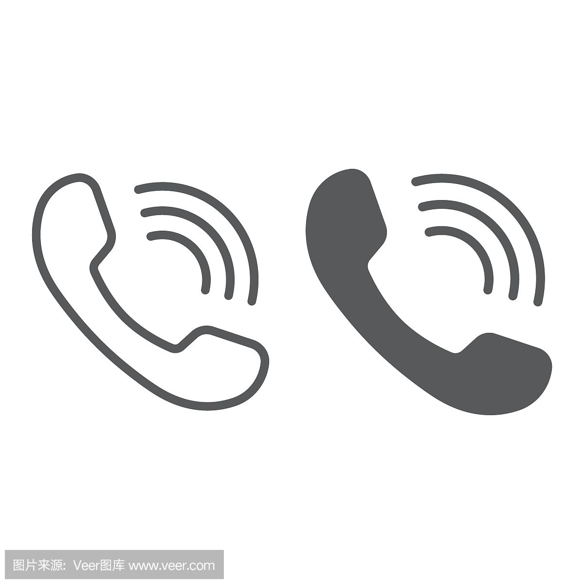 电话呼叫线和标志符号图标,通信和支持,电话标