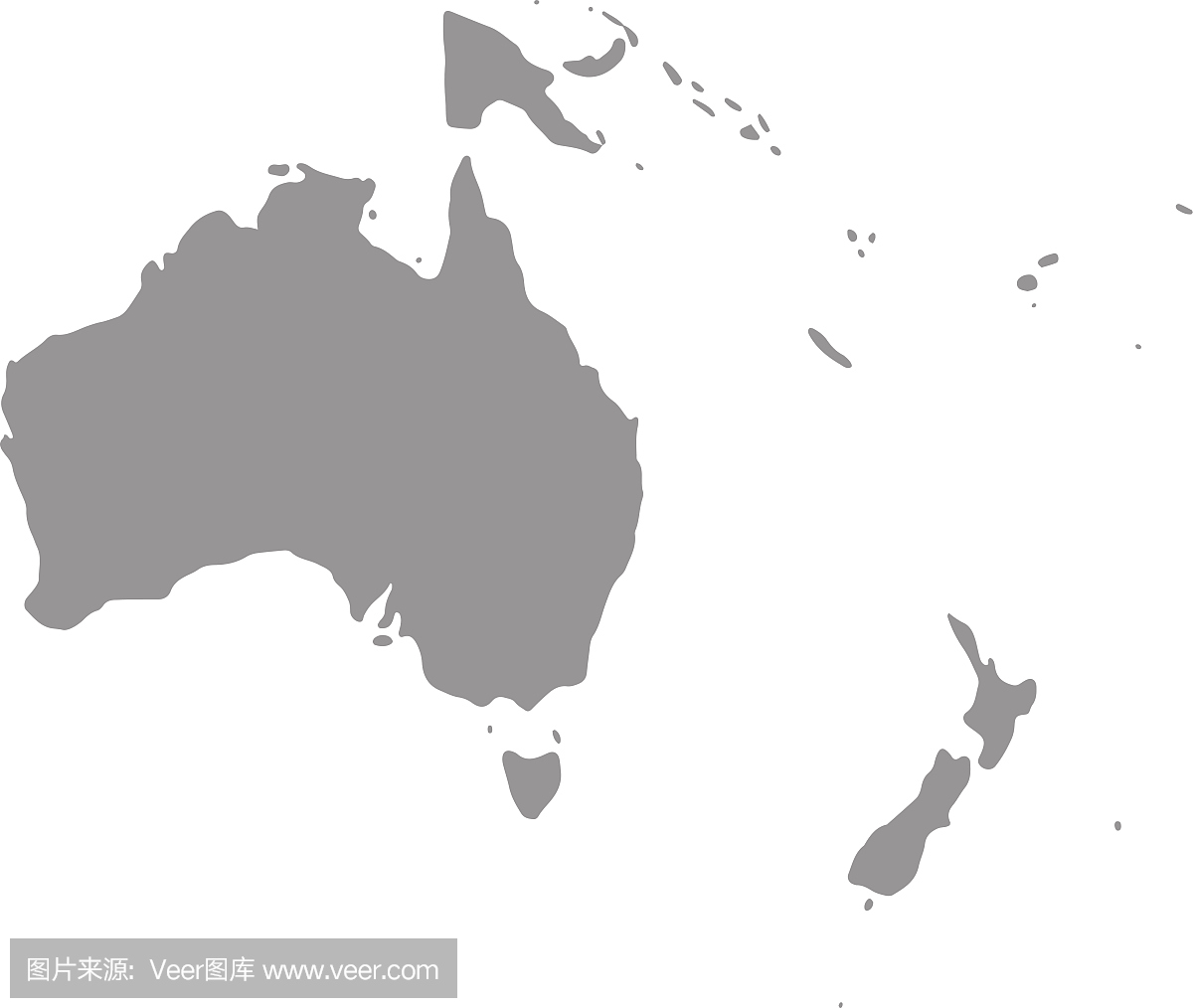 澳大利亚和大洋洲大陆地图