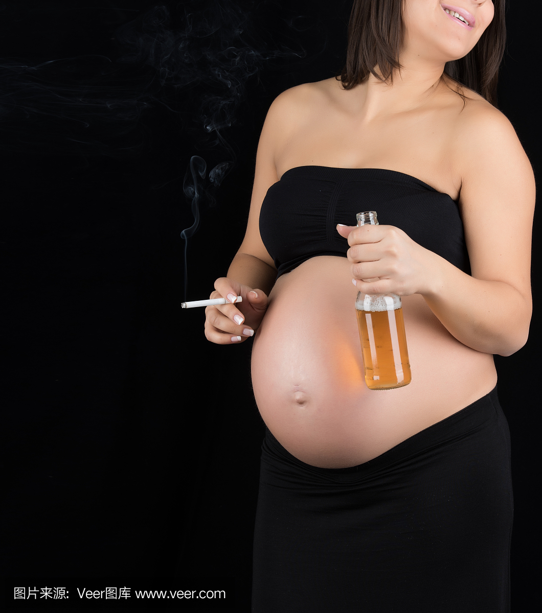 怀孕母亲不良和不小心吸烟和不安全饮酒b