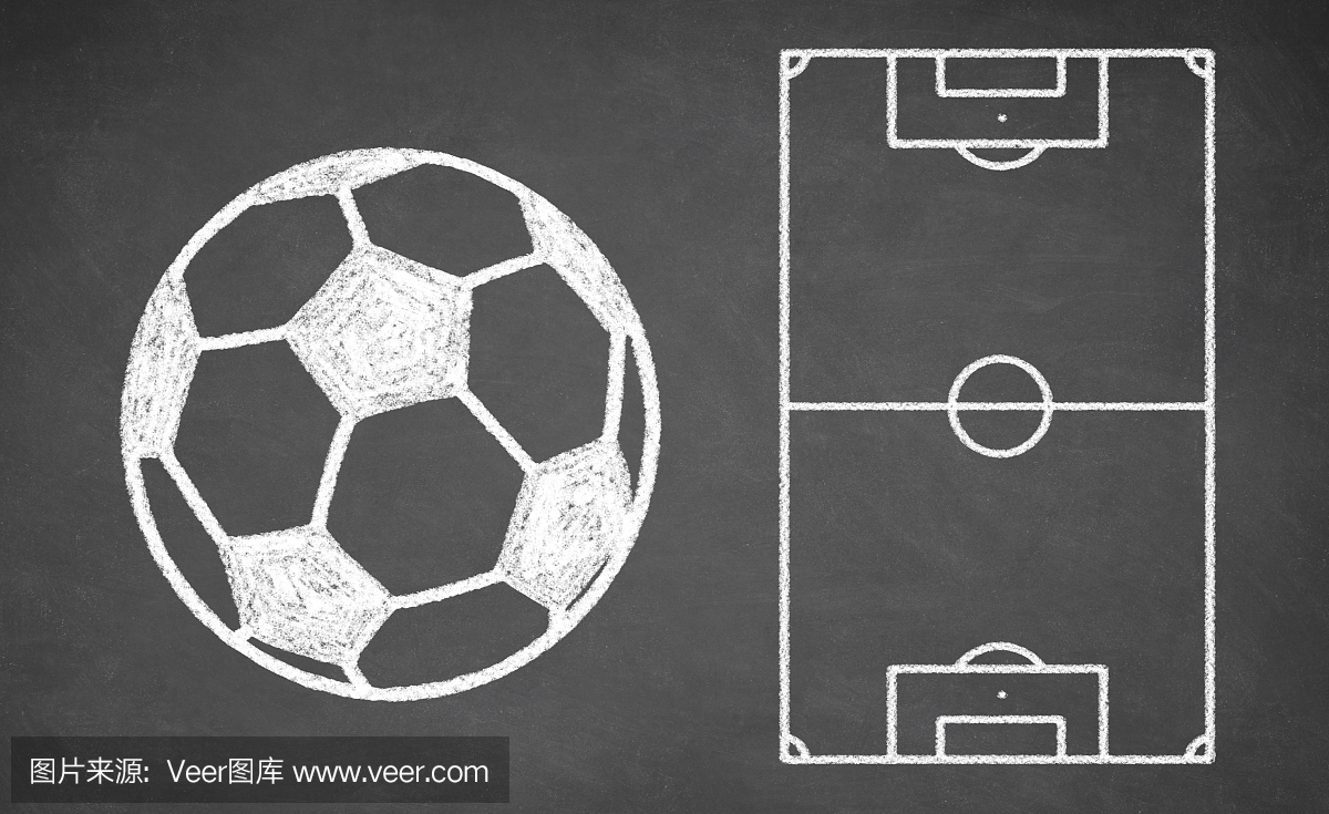 黑板上的足球和战术方案。