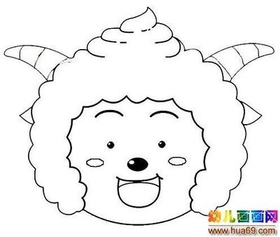 喜羊羊简笔画:懒羊羊头像,画画网-26kb