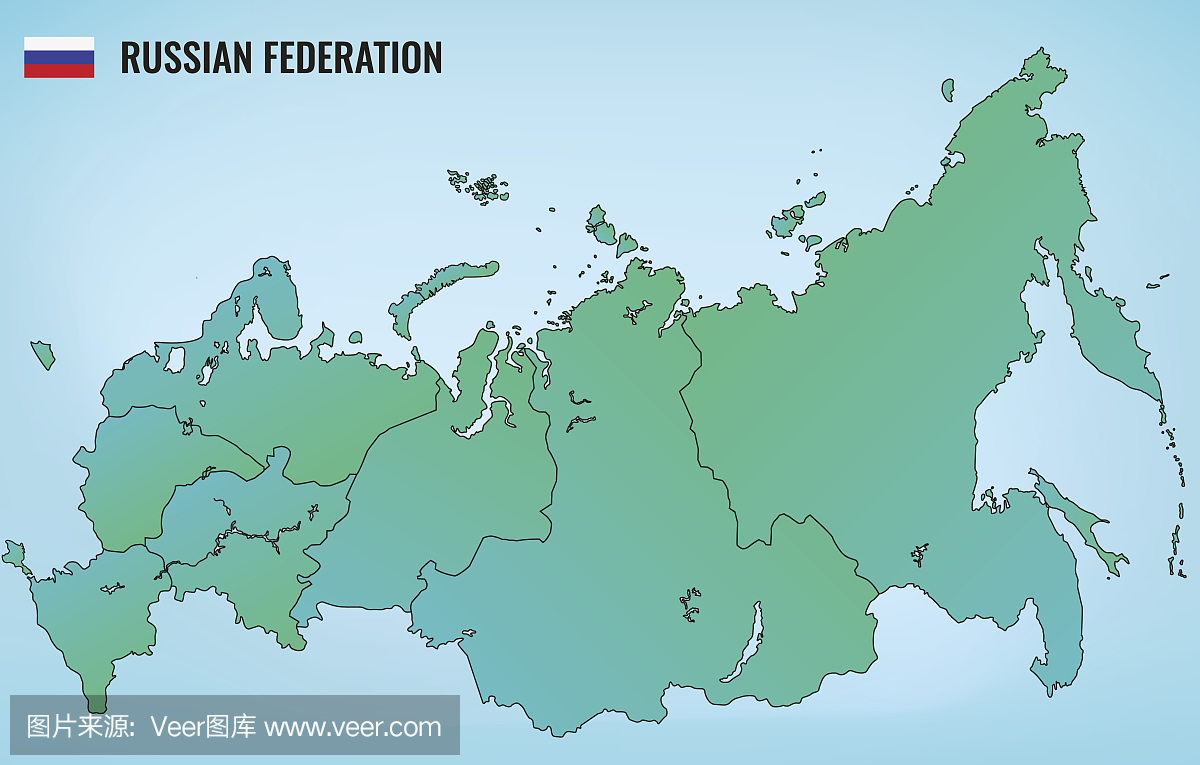 俄罗斯联邦地图与可选地区。向量