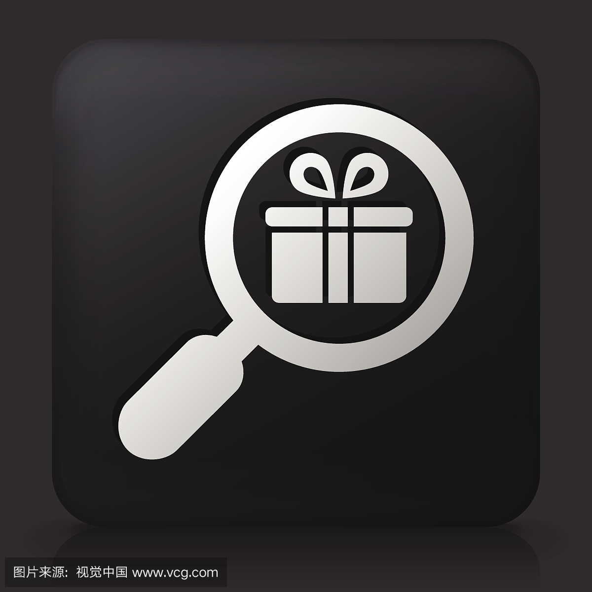 黑色方形按钮与搜索礼物图标