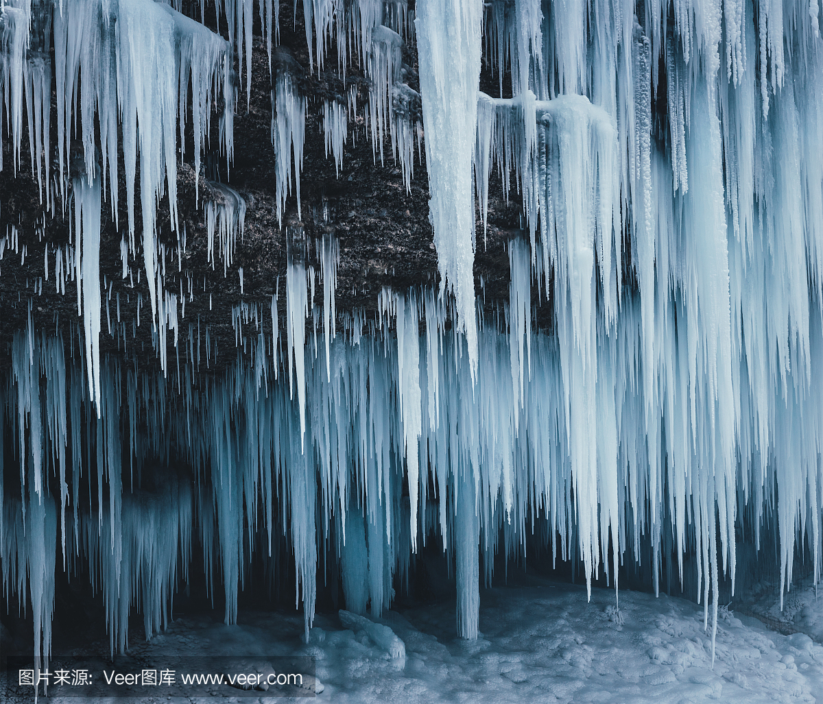 Icy Spikes Of Frozen Waterfall