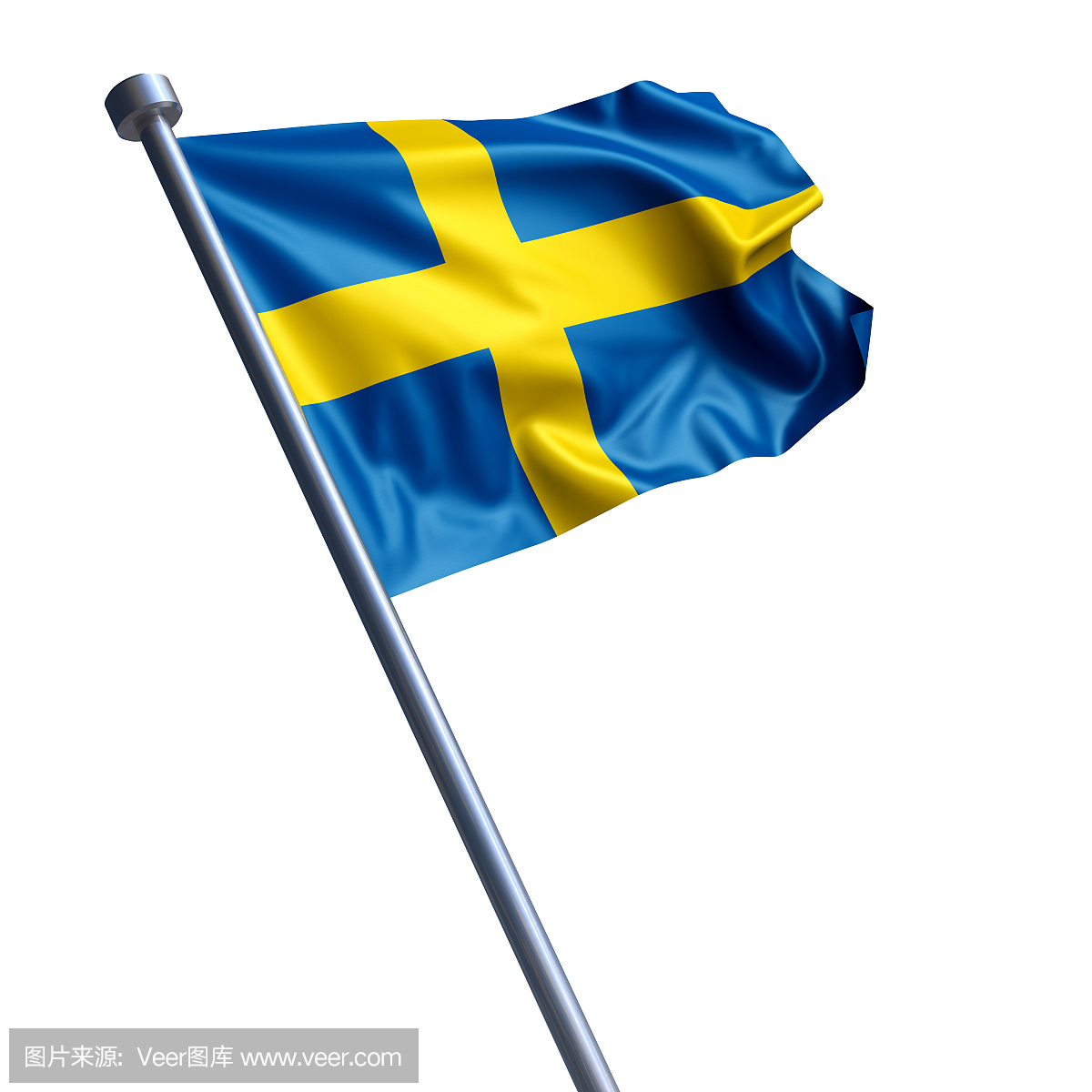 瑞典国旗被隔绝在白色
