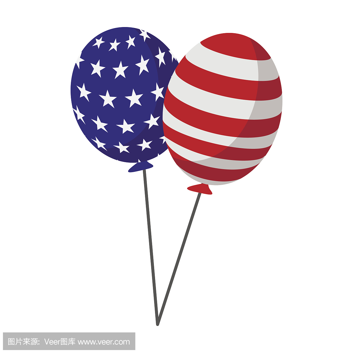 气球在美国国旗颜色卡通图标