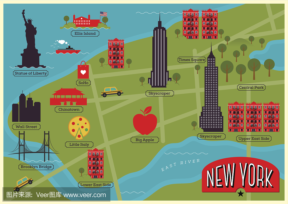 城市地图纽约的插图。