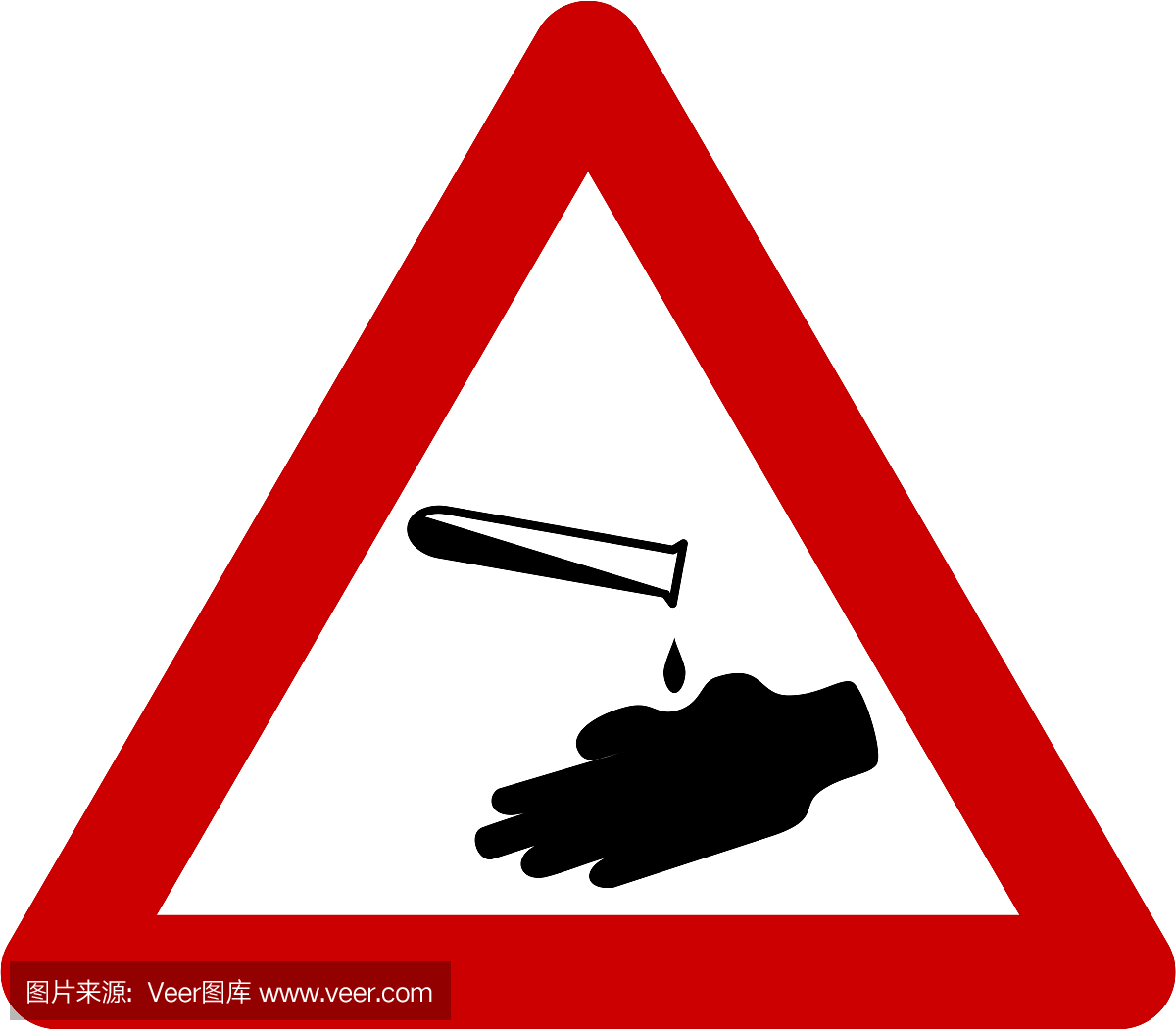 Warning sign with corrosive substances symbo