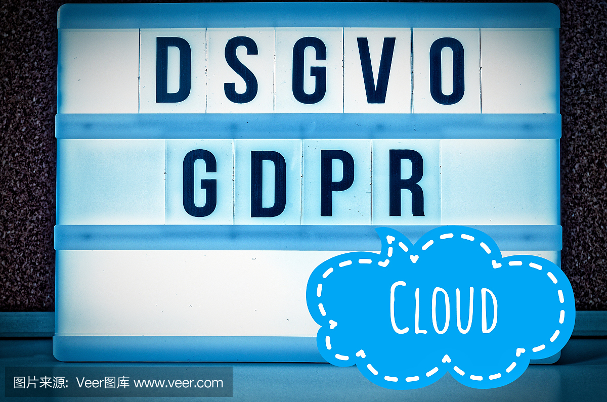带英文GDPR(通用数据保护条例)蓝色标题DSG