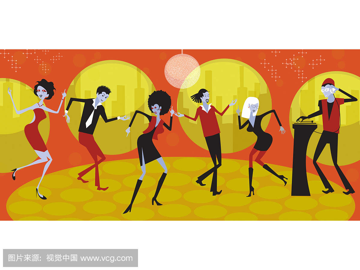 人们在一个俱乐部跳舞与一个脱口秀