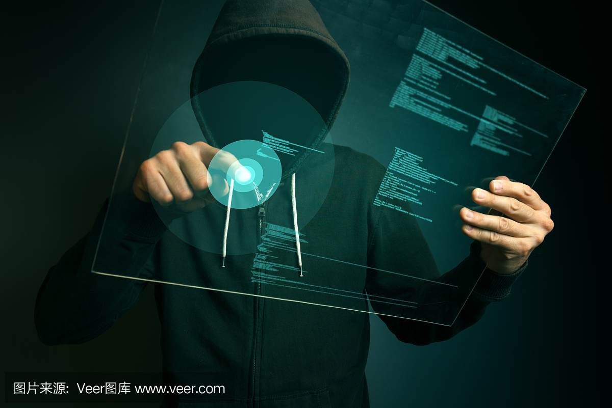 连帽电脑黑客黑客生物识别安全互联系统