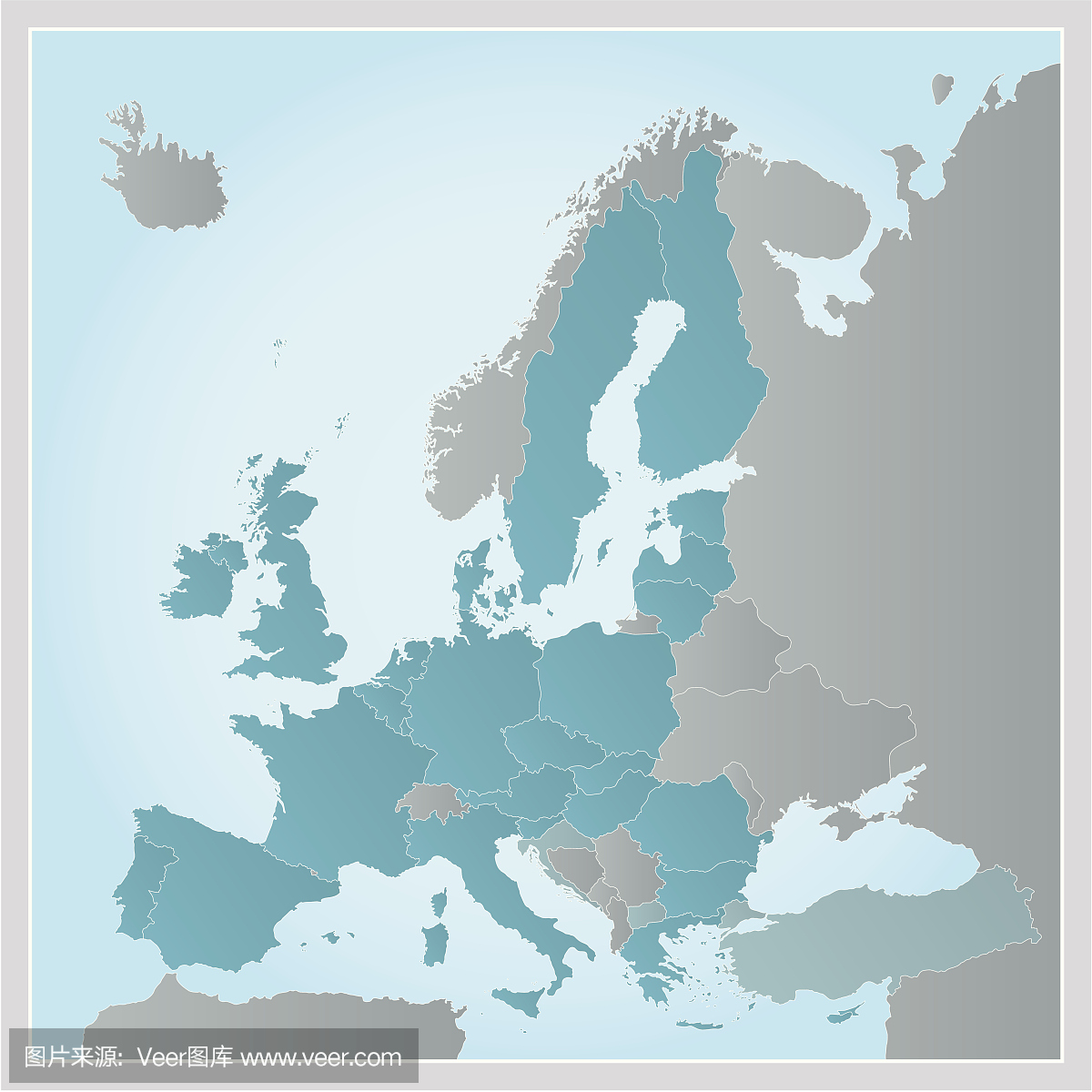 欧洲地图+ 9个可编辑的变体
