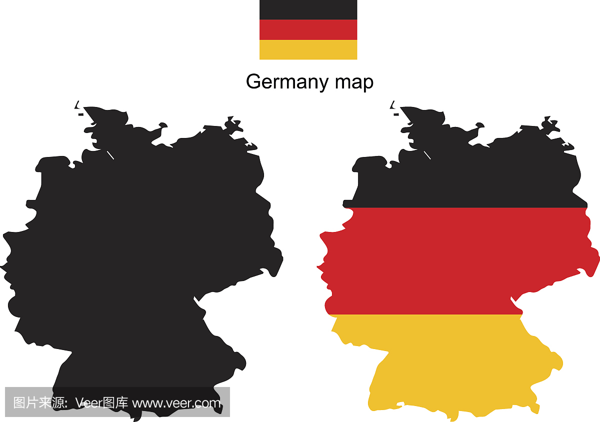 德国地图矢量,德国国旗矢量