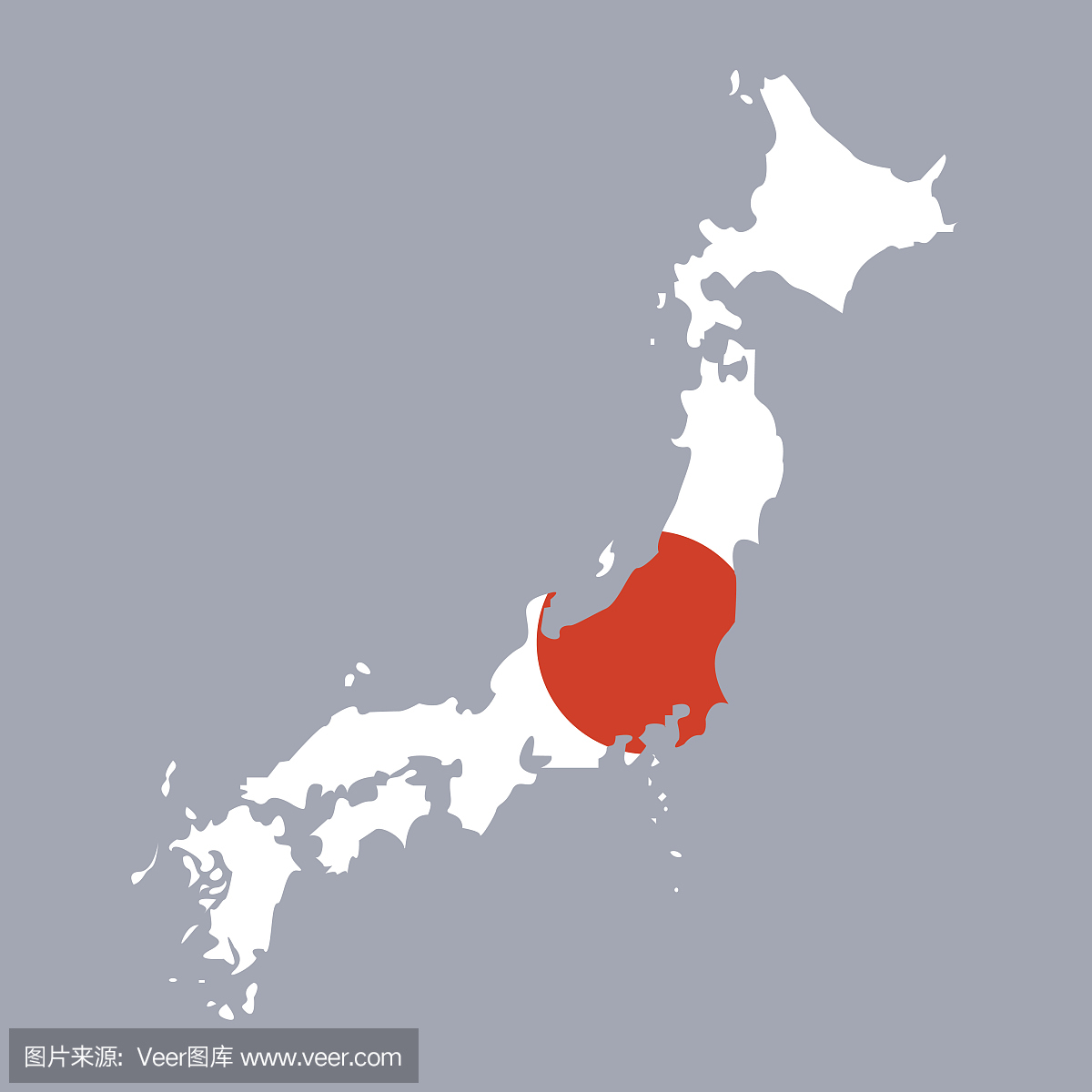 日本领土在灰色的背景