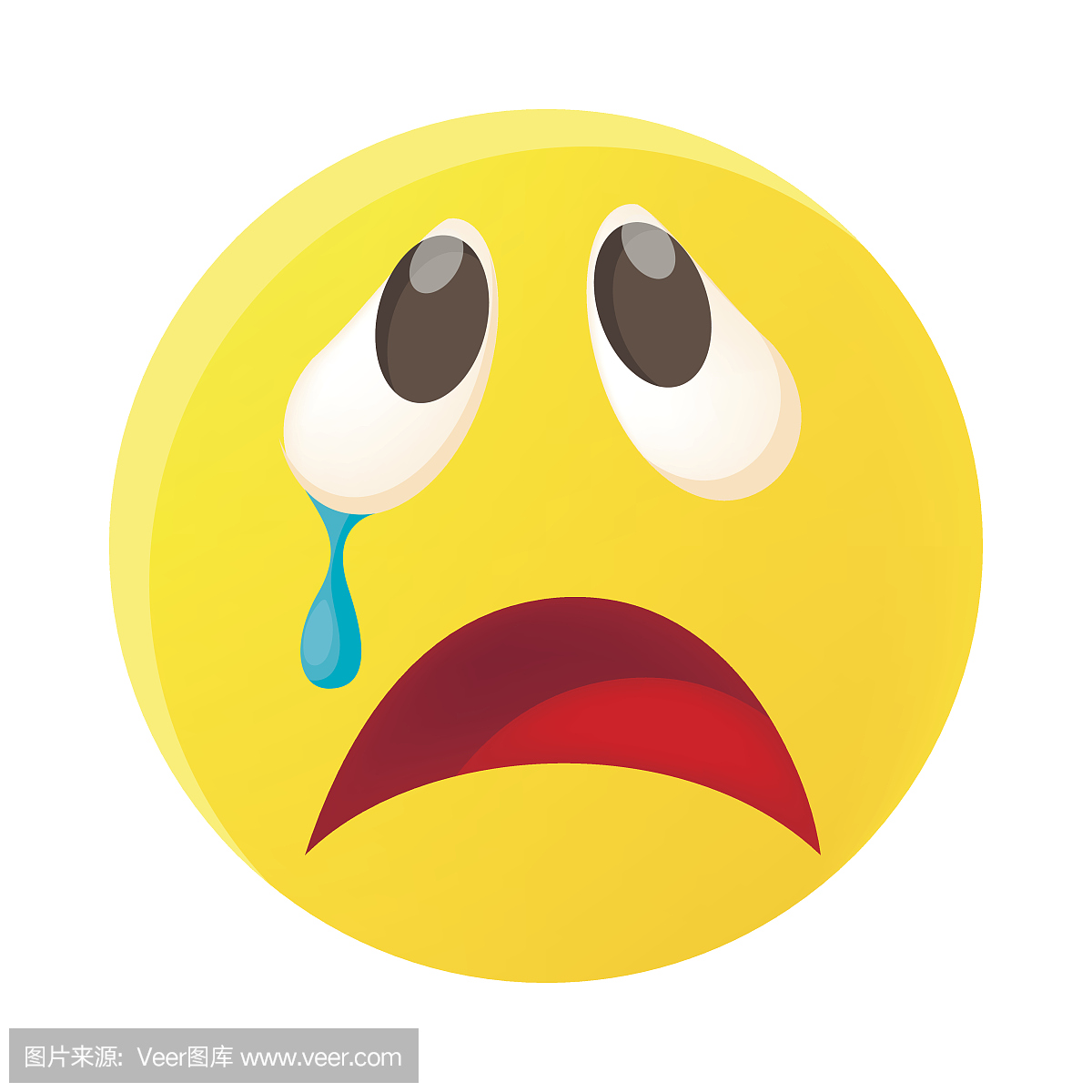 哭泣的表情符号与泪水图标,卡通风格