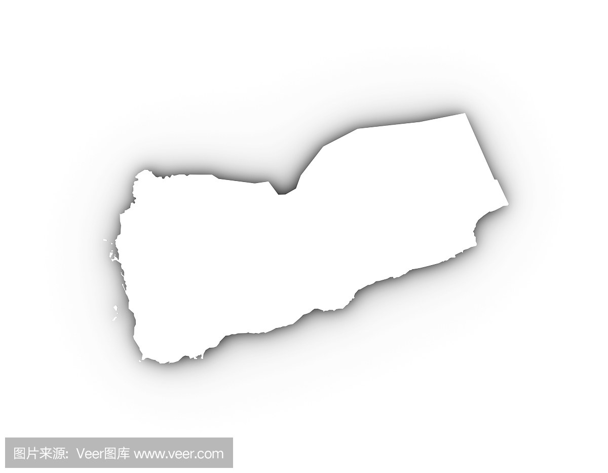 也门地图白色包括裁剪路径。
