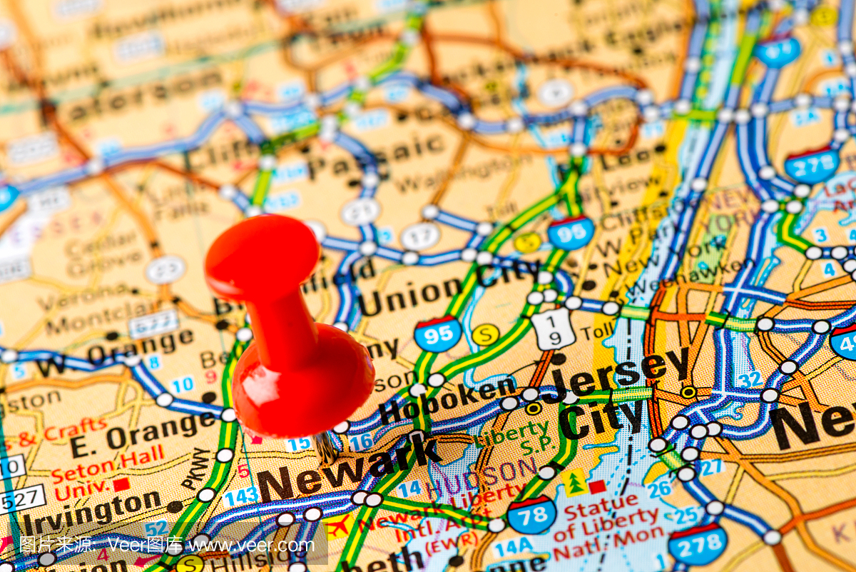 美国首都城市地图系列:纽瓦克,新泽西州