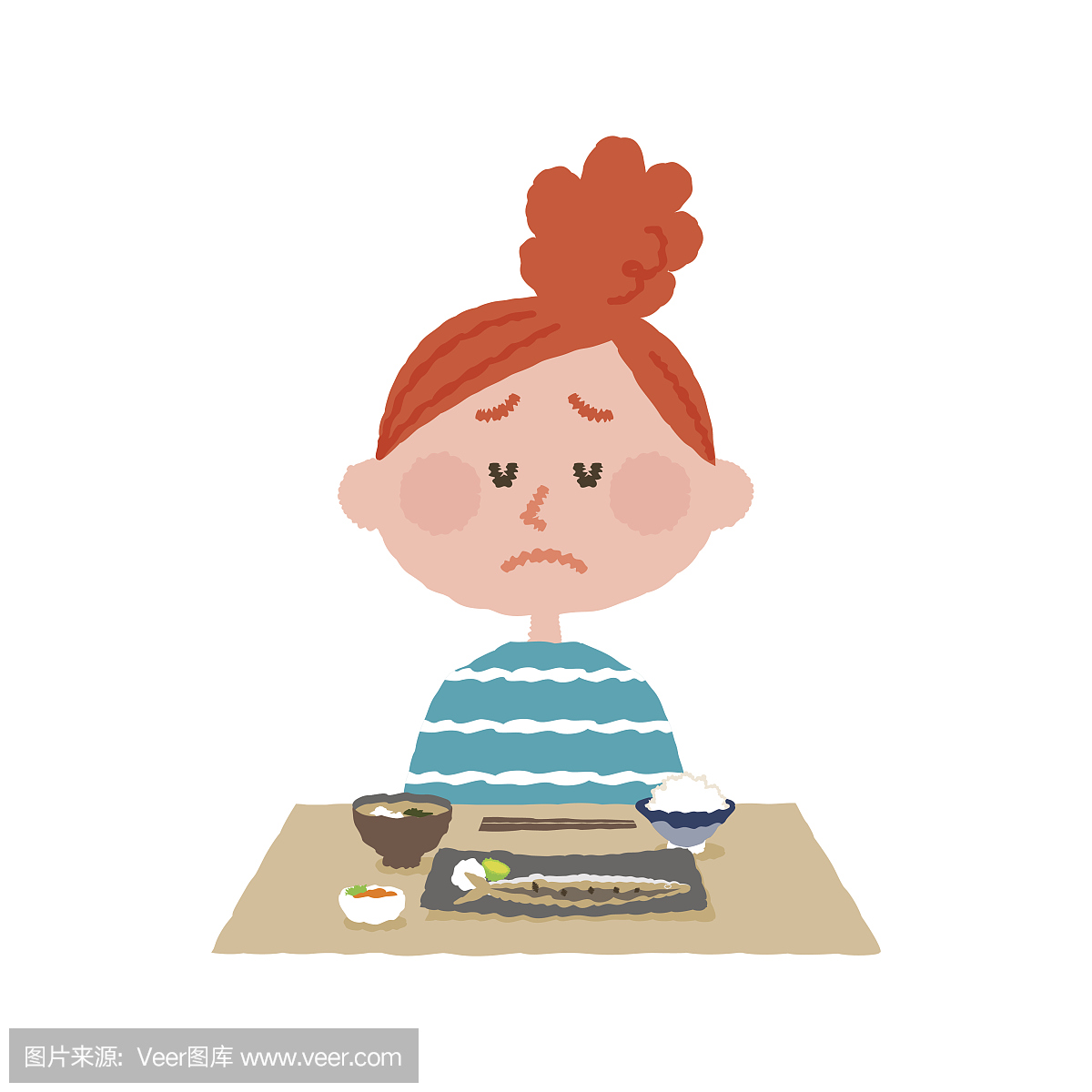 没有胃口的女人的矢量图