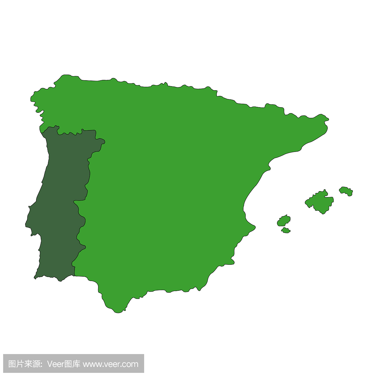 葡萄牙和西班牙地图