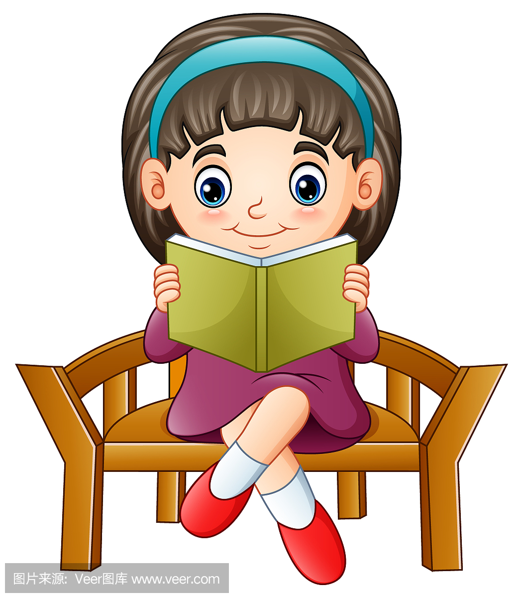 小女孩坐在椅子上看书