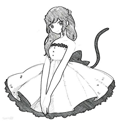 绘动漫 简笔画 线稿 黑白配 动漫 唯美 壁纸 插画-73kb