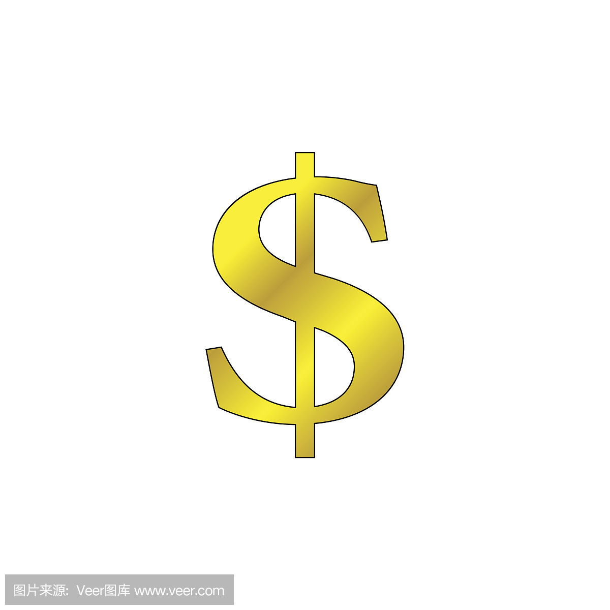 美元符号矢量标志,固体图标插图,在白色孤立的