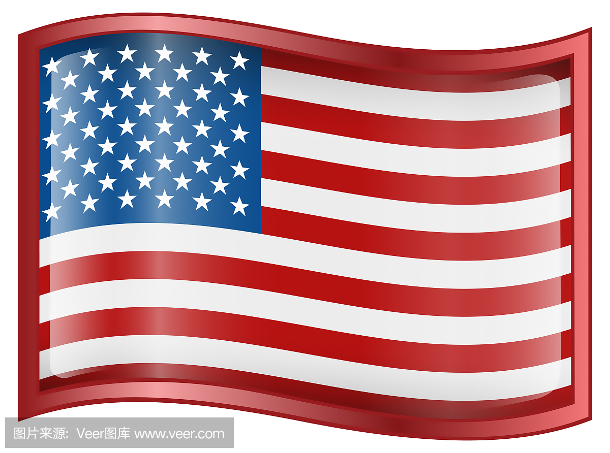 美国国旗图标,隔绝在白色背景