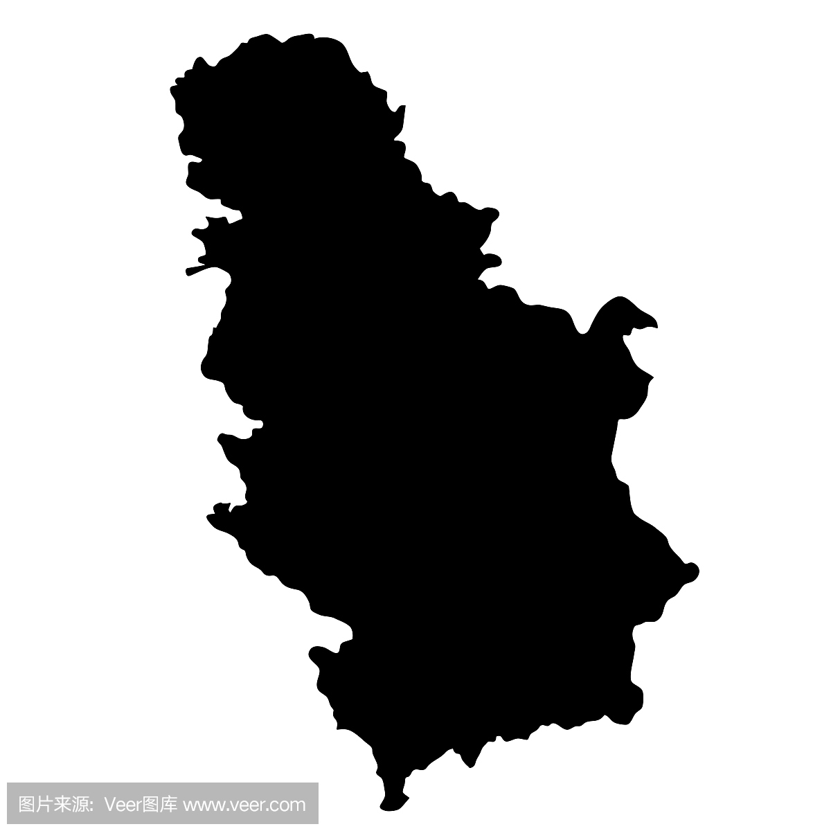 黑剪影国家边界塞尔维亚的地图在传染媒介例证